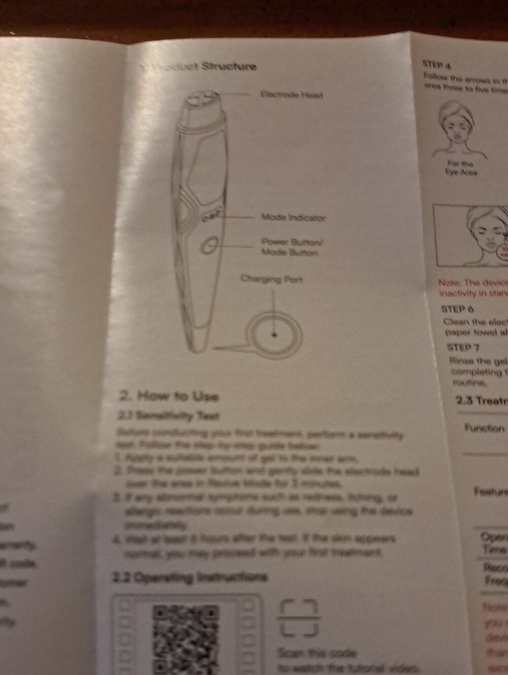 Facial Device Instruction Diagram - White Handheld Beauty Tool - Picture 2 of 5